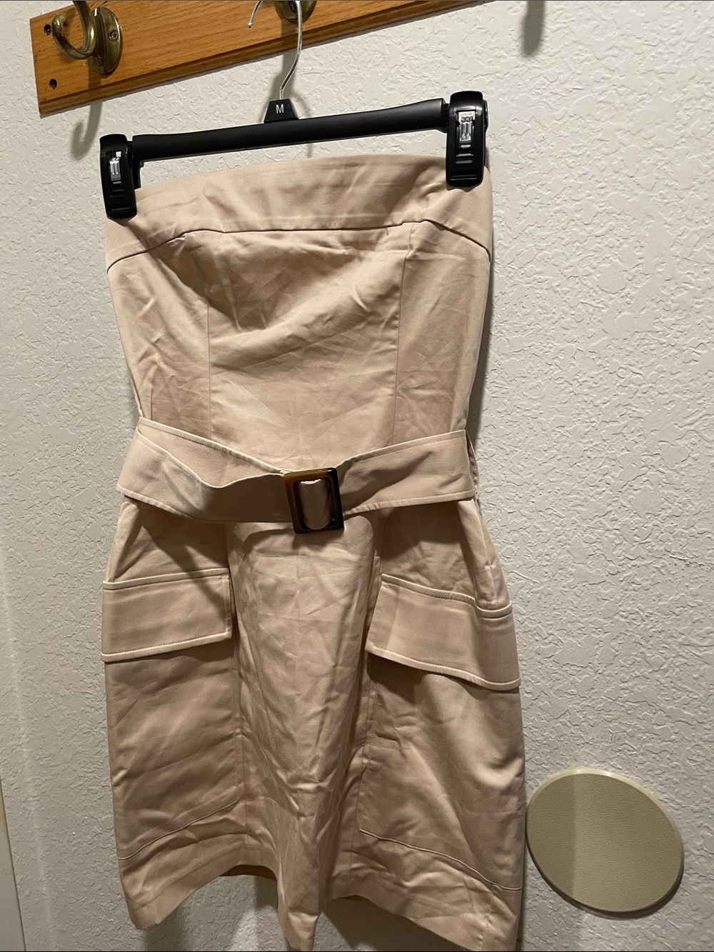 Abercrombie & Fitch Strapless Belted Dress in Beige